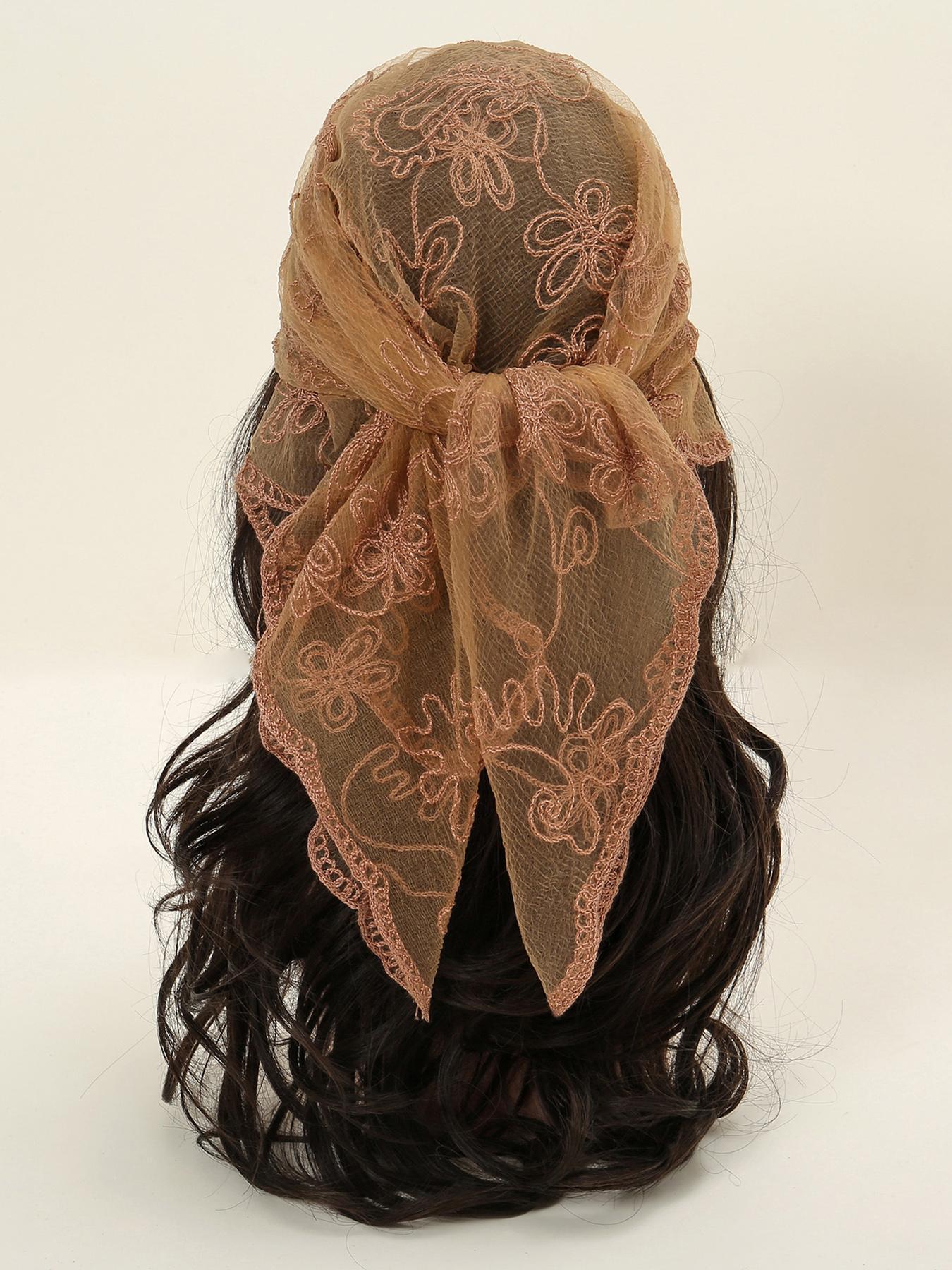 Women's Floral Embroidered Square Scarf, Fashionable Elegant Multifunctional Scarf For Daily Wear, Casual Versatile Scarf For Women