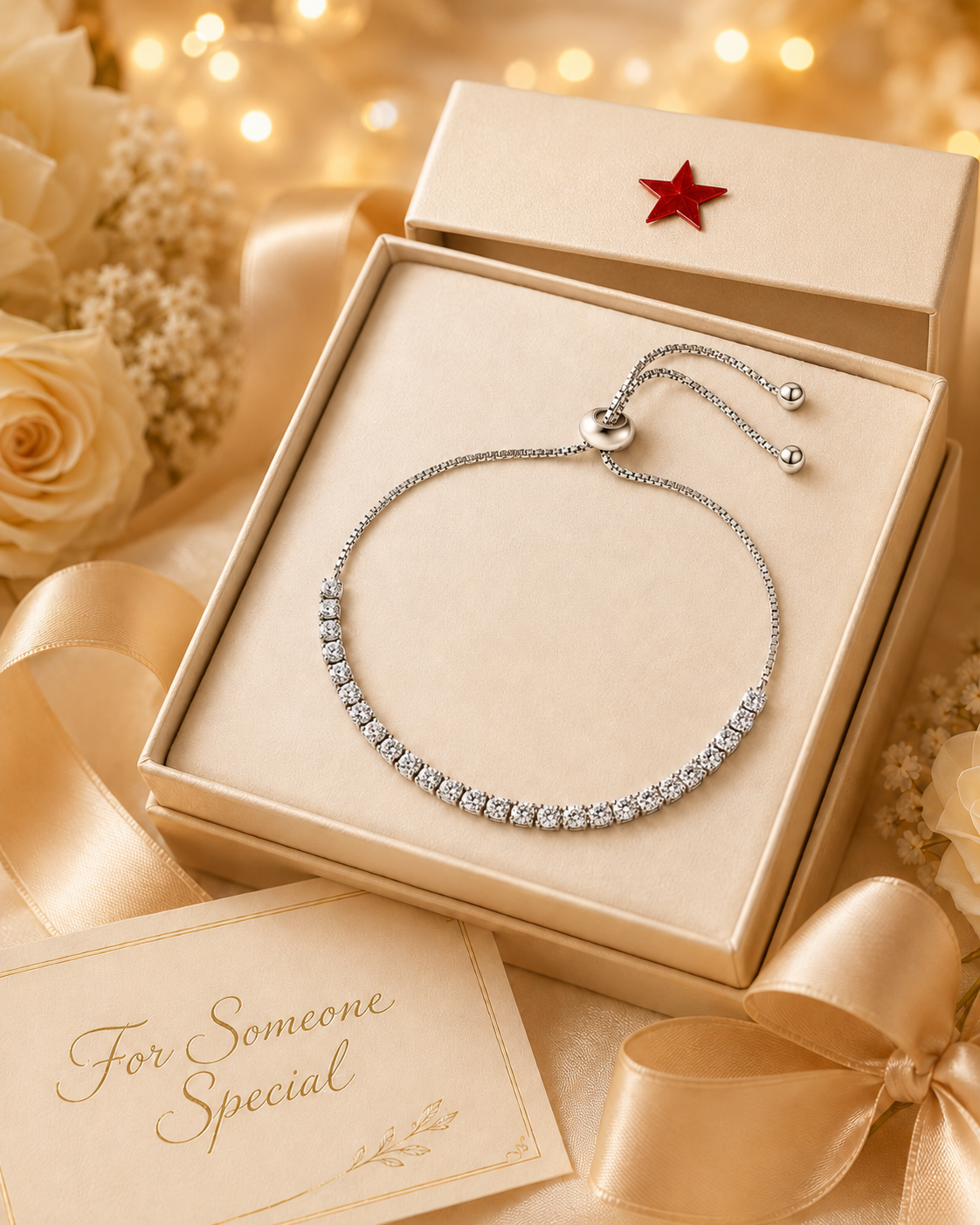 Adjustable Cubic Zirconia Tennis Bracelet