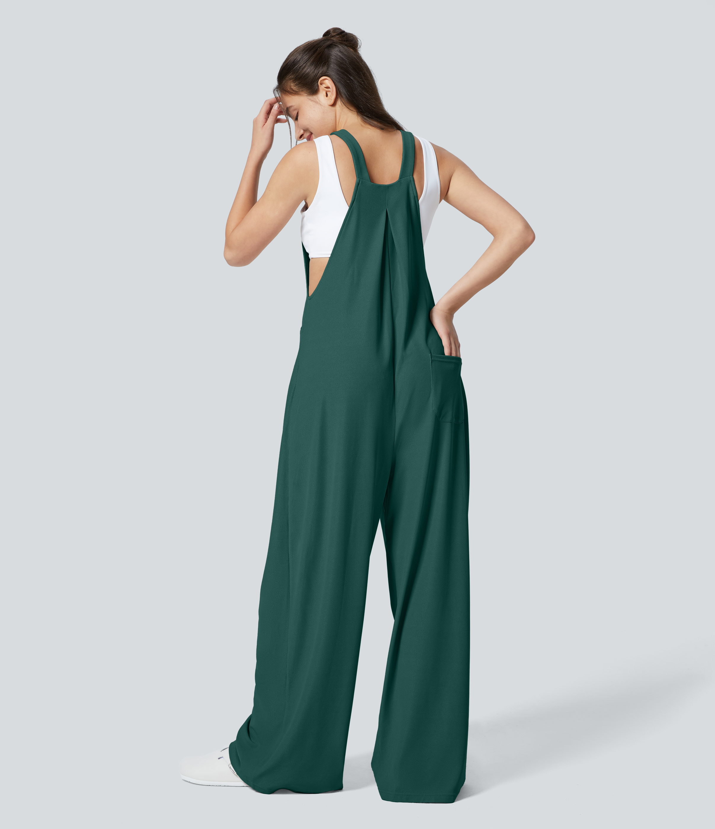 Pockets Waffle Casual Overalls