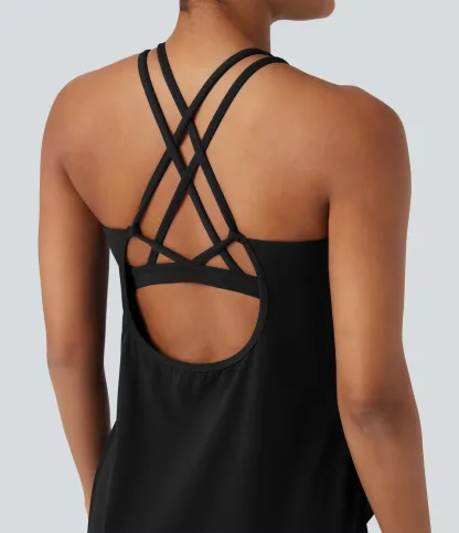 Crewneck Cross Backless Running Vest D-F Cup