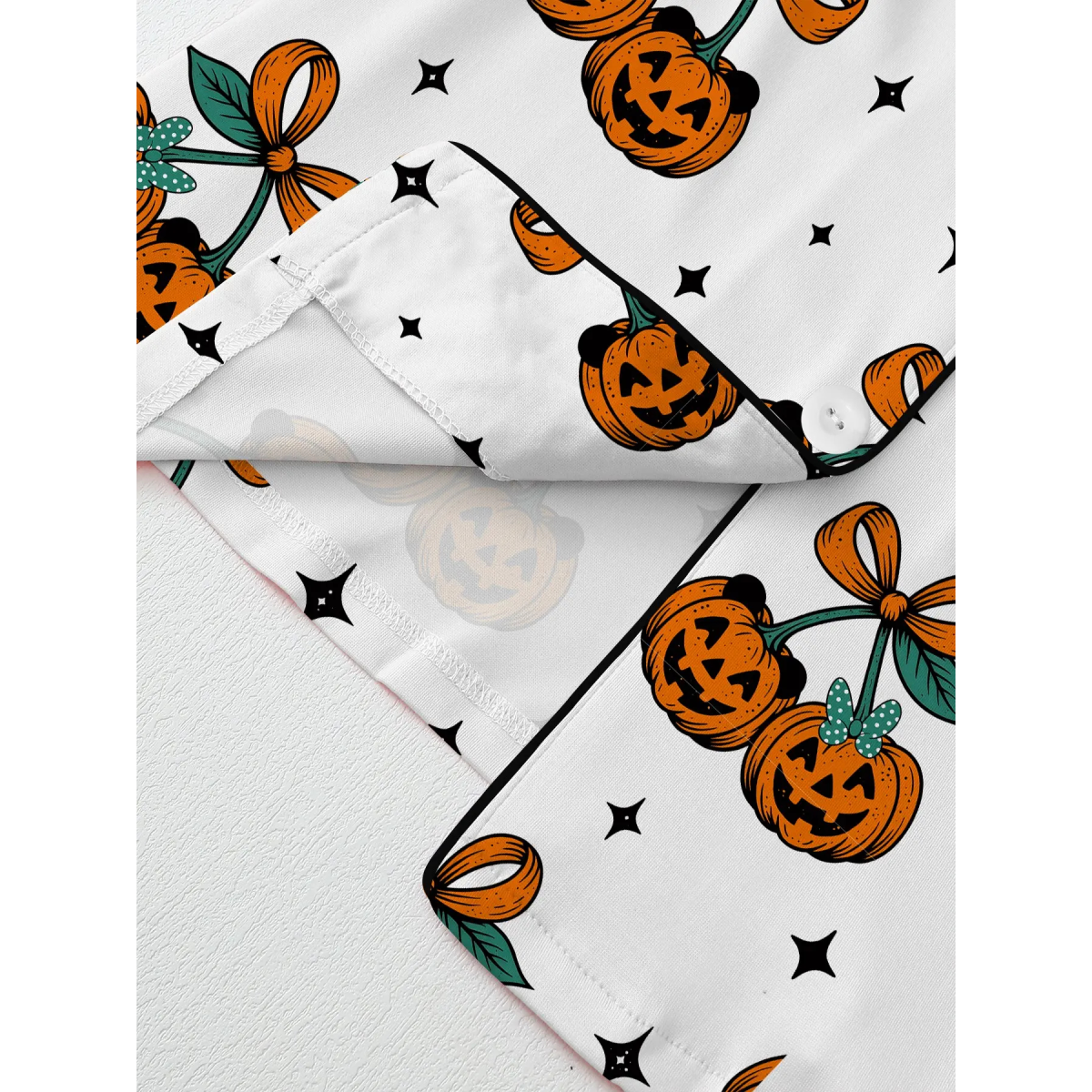 【Halloween】 Women's Halloween Cartoon Print Pajama Set, Cute Funny Sleepwear, Loungewear, 2-Piece Short Sleeve, Fitted, Above the Knee, All Seasons Gift, Top