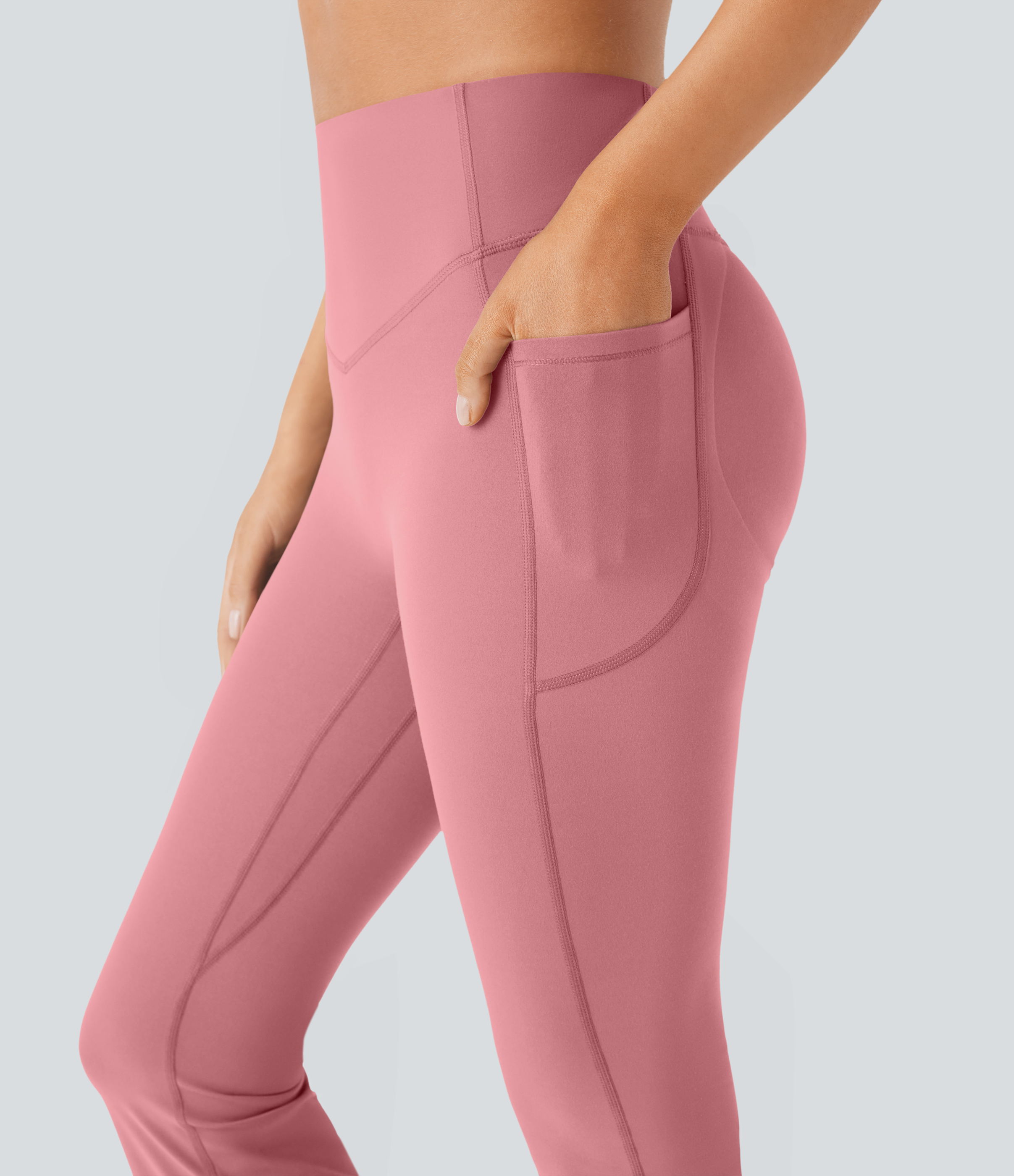 High Waisted Scrunch Butt Lifting Tummy Control Pocket Shaping Yoga Bootcut Leggings