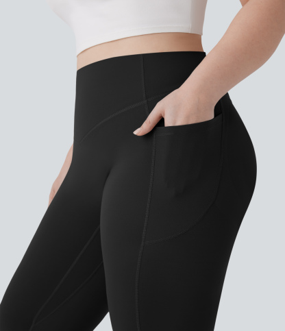 High Waisted Scrunch Butt Lifting Tummy Control Pocket Shaping Yoga Bootcut Plus Size Leggings