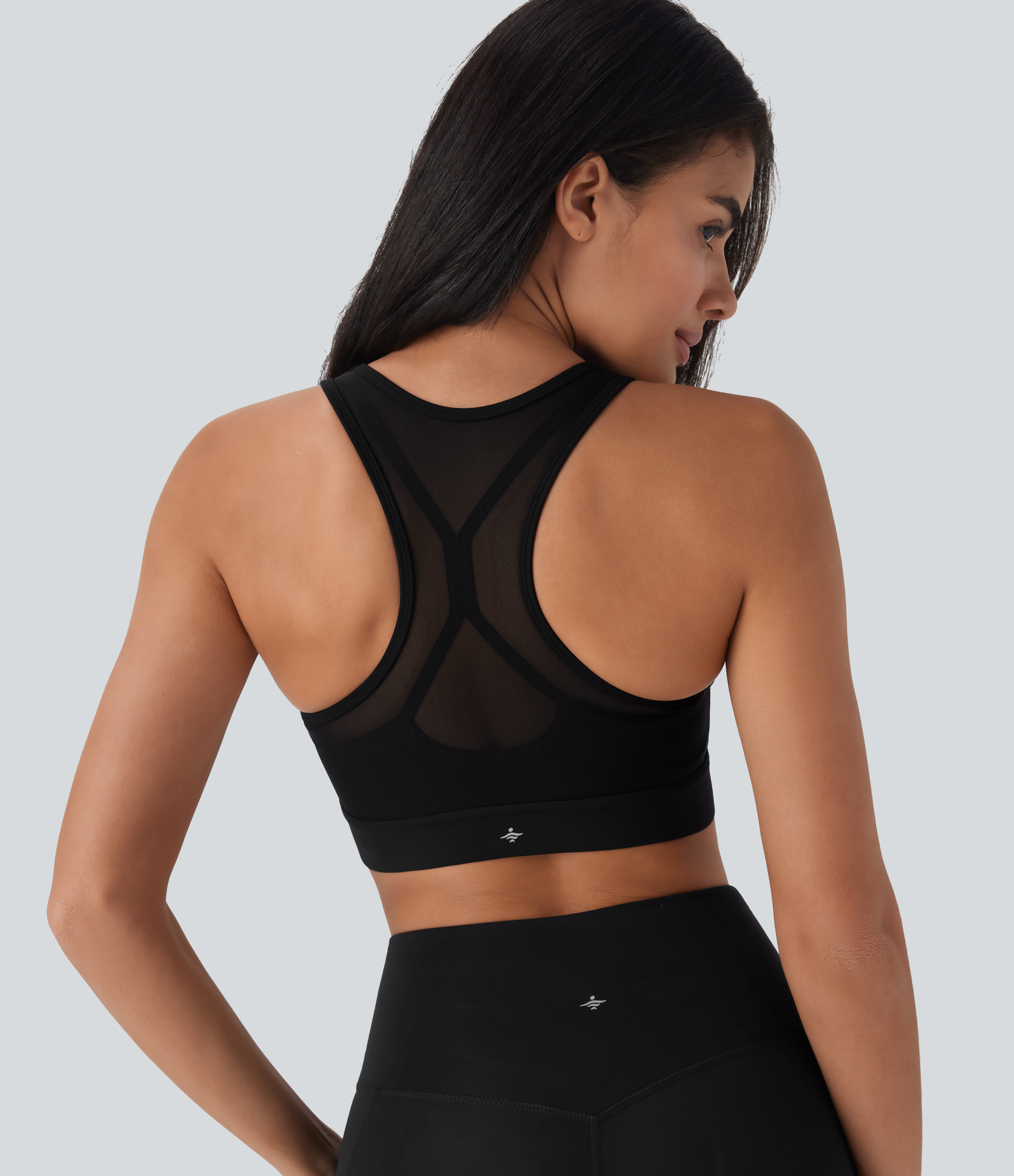 Medium Support Racerback Contrast Mesh Quick Dry Training Sports Bra A-C Cups