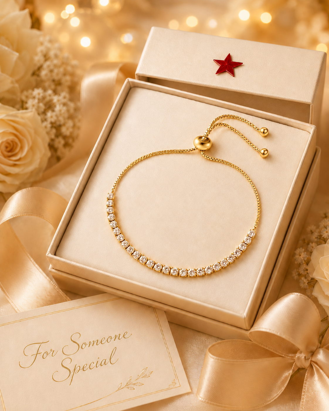 Adjustable Cubic Zirconia Tennis Bracelet