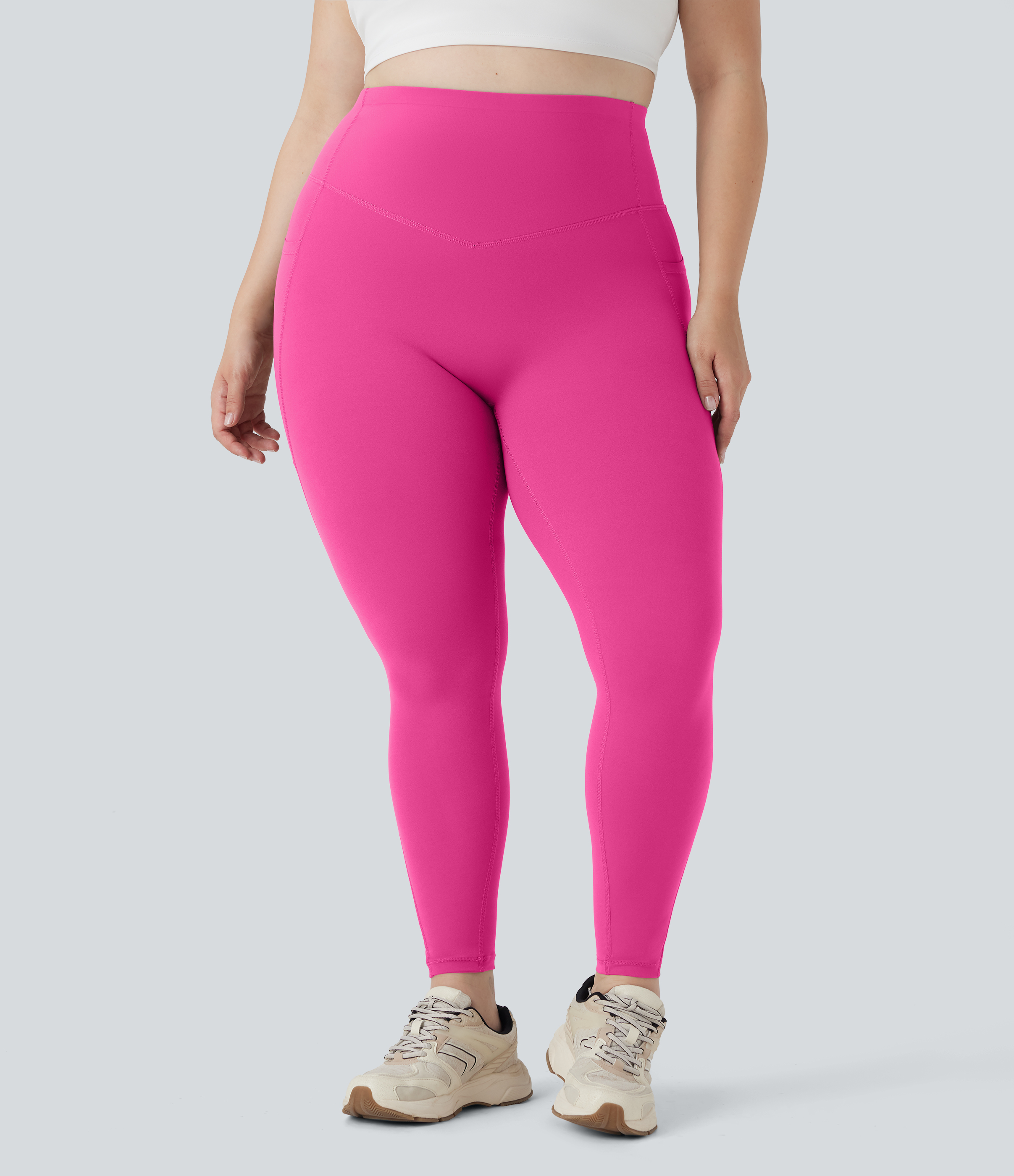 Plus Size High Waisted Butt Lifting Tummy Control Shaping Training Leggings with Pockets