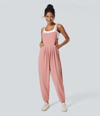 Pockets Waffle Casual Jogger Overalls