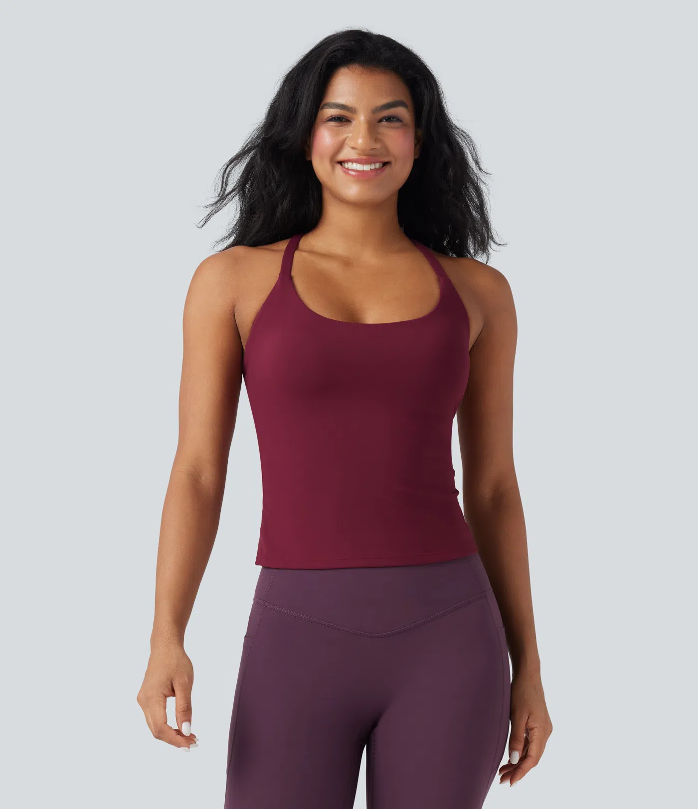 Round Neck Cross Backless Cross Hem Yoga Camisole