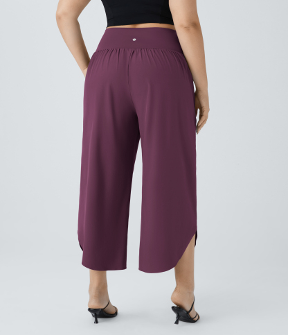 High Waisted Crossover Pocket Quick Dry Plus Size Pants