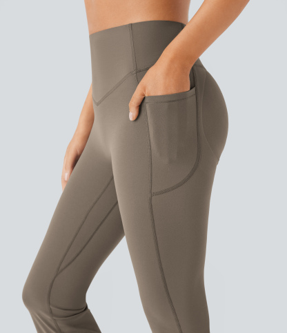 High Waisted Scrunch Butt Lifting Tummy Control Pocket Shaping Yoga Bootcut Leggings