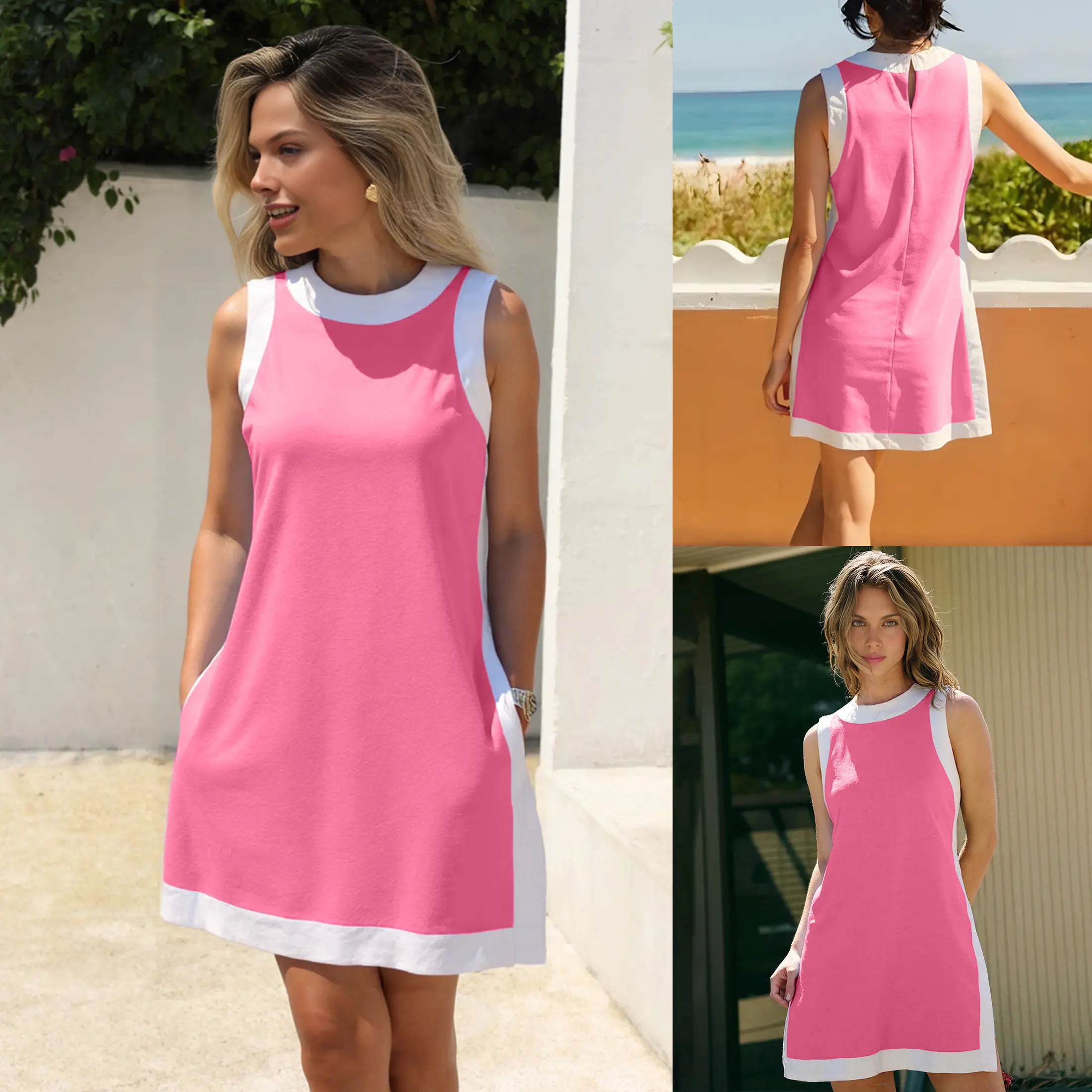 Women's Casual Color Block Two Piece Set
