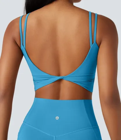 UltraSculpt™ Double Straps Twisted Backless Cropped Yoga Tank Top