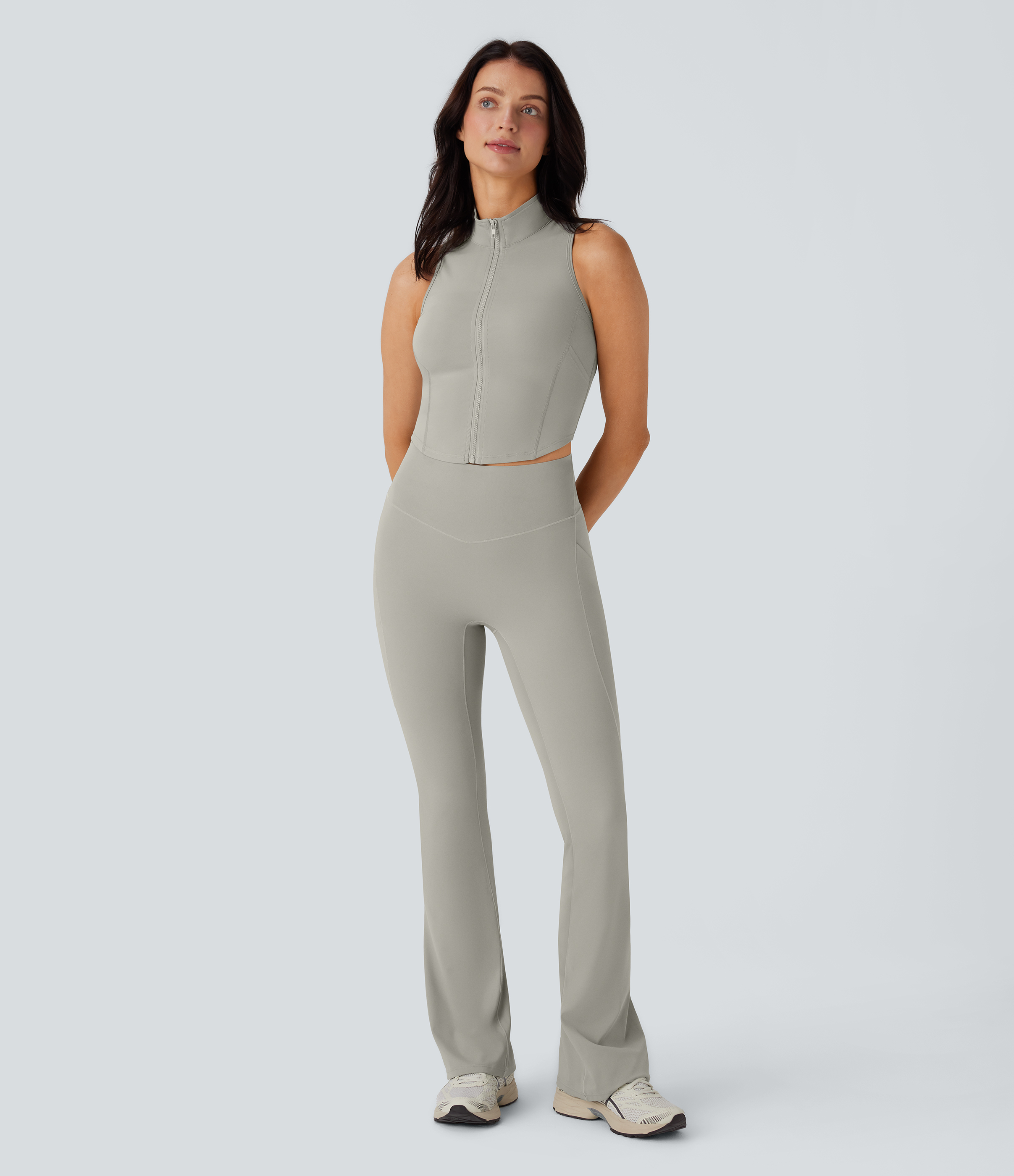 QuickDry High Waisted Tummy Control Pocket Yoga Flare Leggings