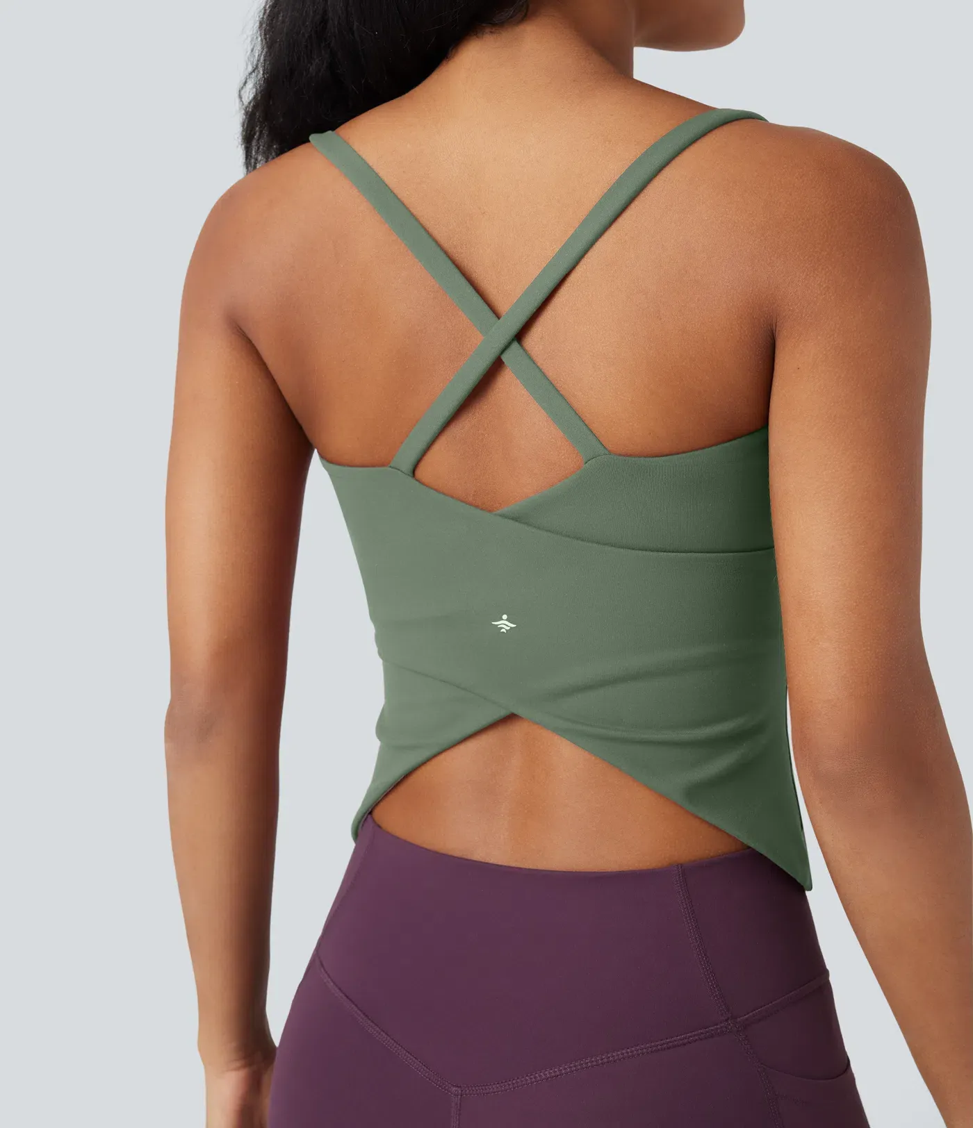 Round Neck Cross Backless Cross Hem Yoga Camisole