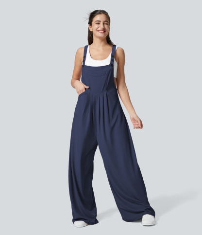 Pockets Waffle Casual Overalls