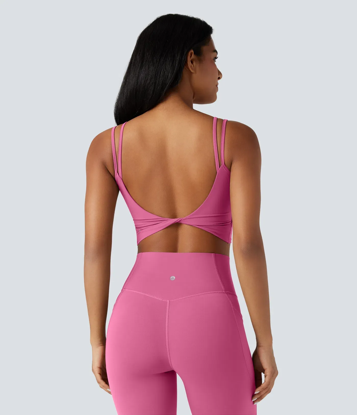 UltraSculpt™ Double Straps Twisted Backless Cropped Yoga Tank Top