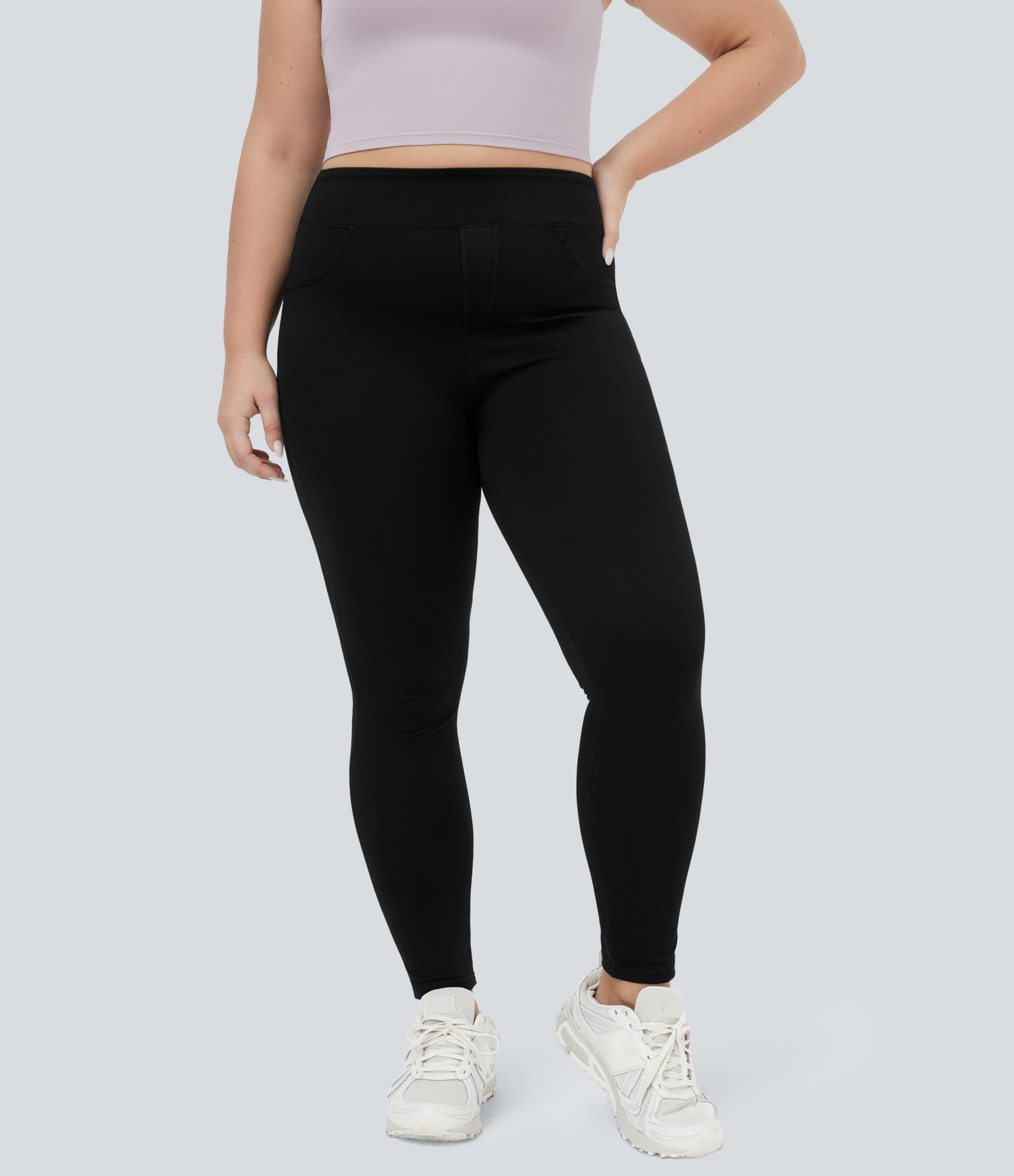 High Waisted Pocket Denim Plus Size Casual Leggings