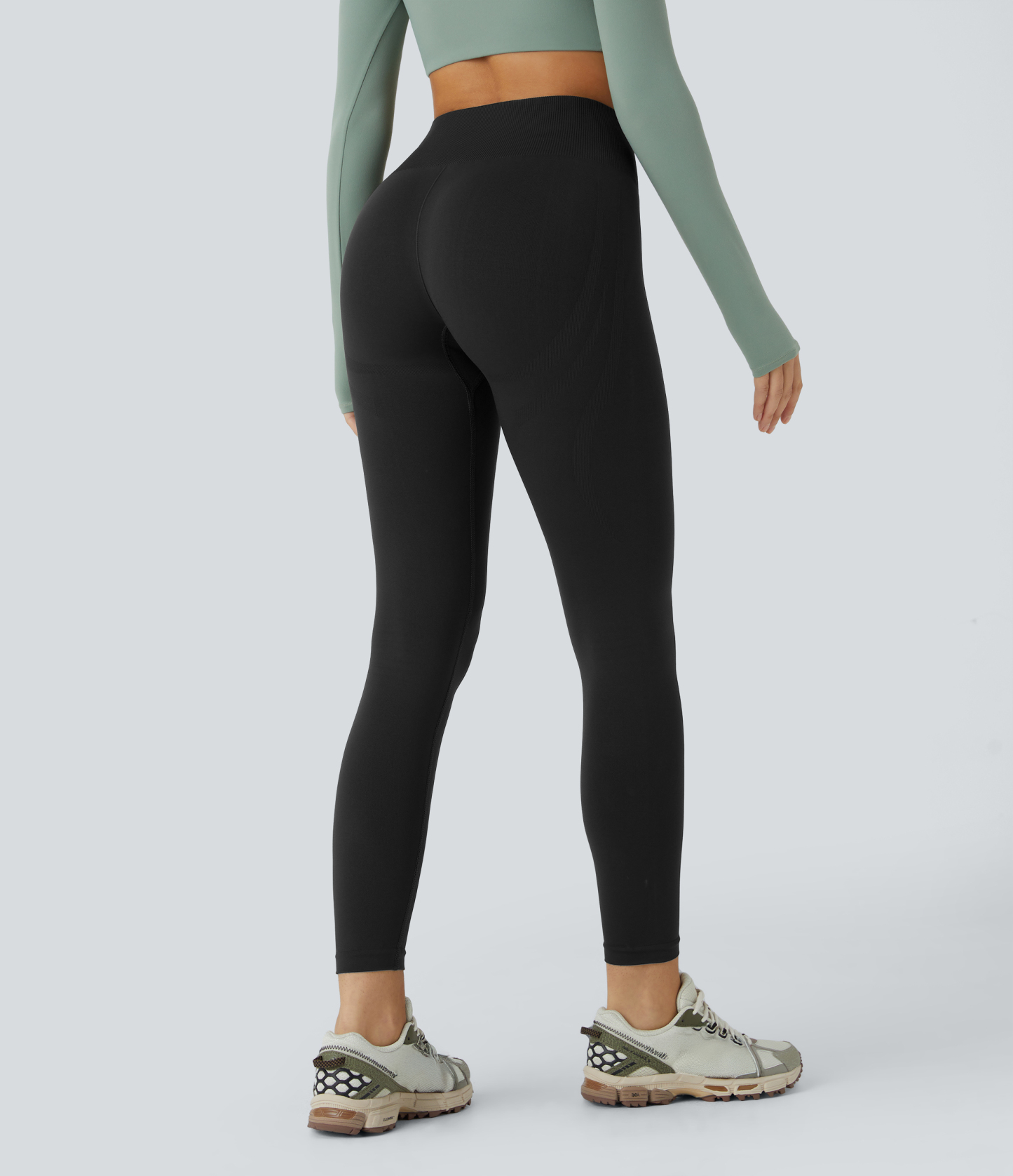 Seamless Flow Mid Rise Tummy Control Butt Lifting Yoga Leggings