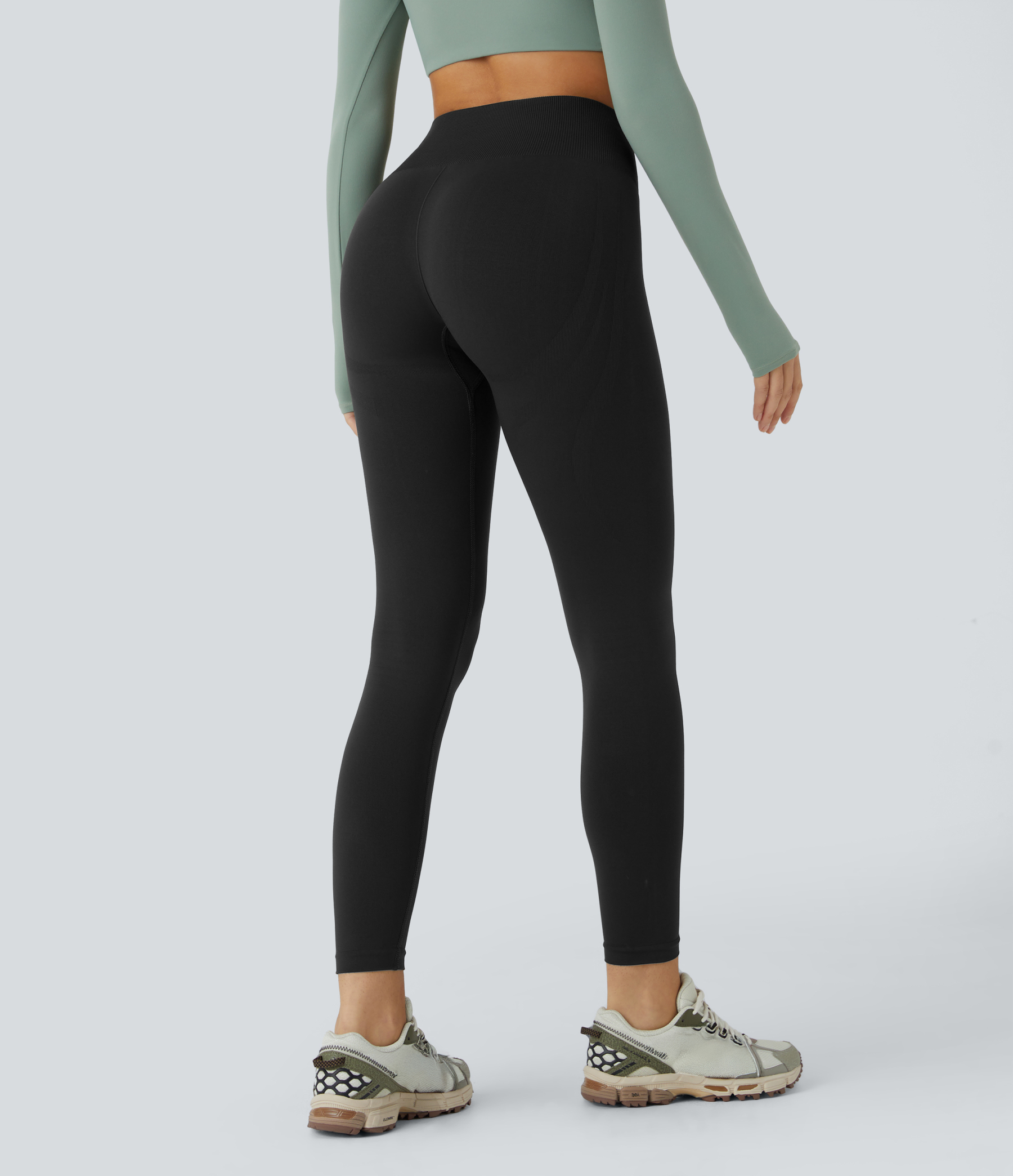 Seamless Flow Mid Rise Tummy Control Butt Lifting Yoga Leggings