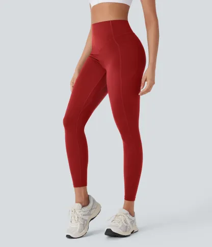 High Waisted Tummy Control Butt Lifting Ruched Pocket Shaping Yoga Leggings