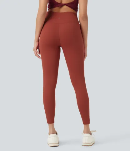 DayStretch High Waisted Crossover Contrast Mesh Decorative Buckle Yoga Leggings