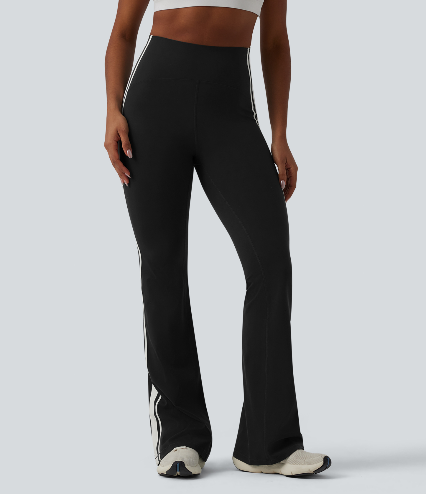 Halara UltraSculpt™ High-waisted Tummy Control Side Stripe Yoga 7/8 Flare Leggings