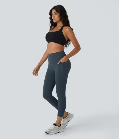 High Waisted Scrunch Butt Lifting Tummy Control Pocket Shaping Capri Training Leggings