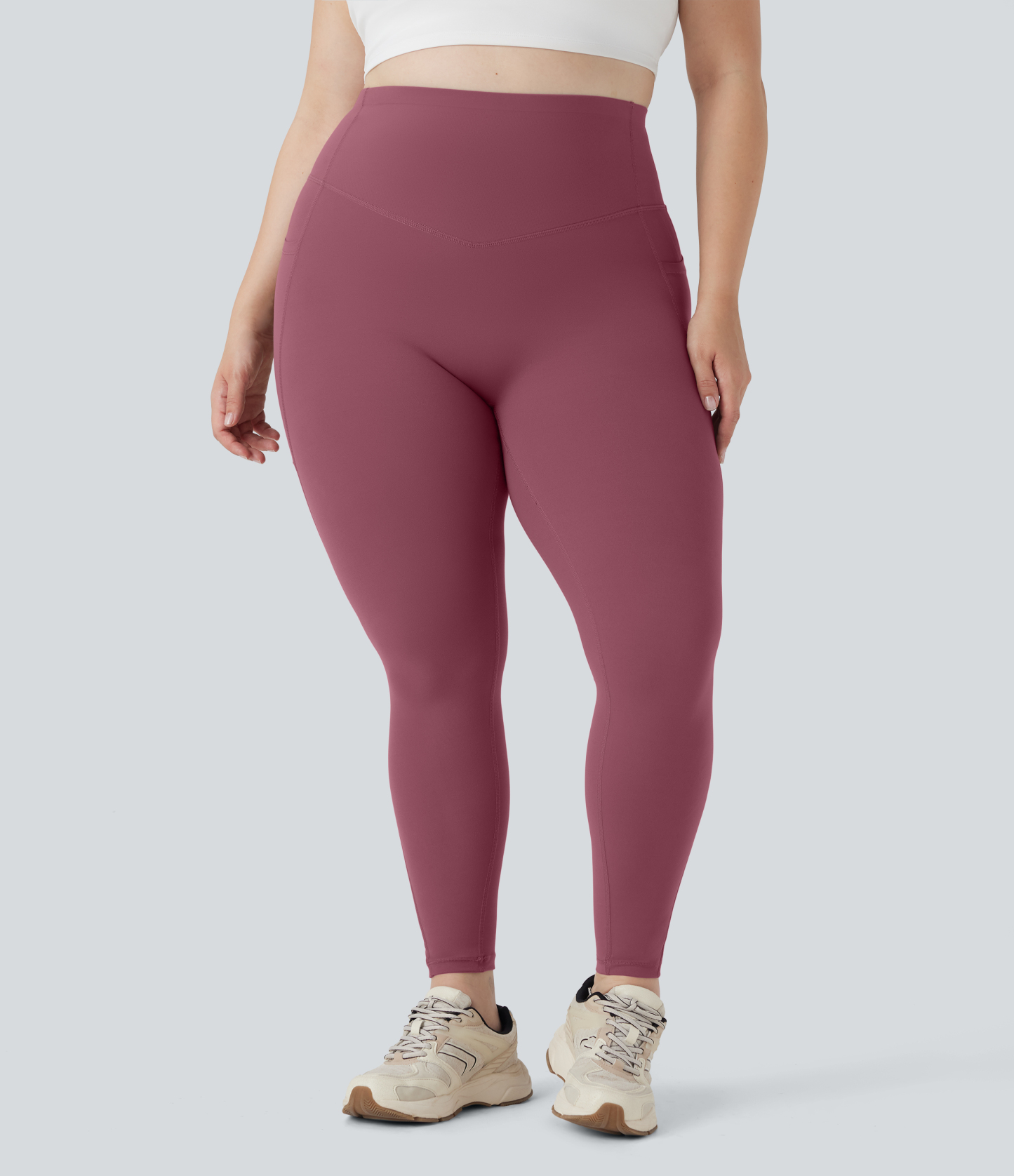 Plus Size High Waisted Butt Lifting Tummy Control Shaping Training Leggings with Pockets
