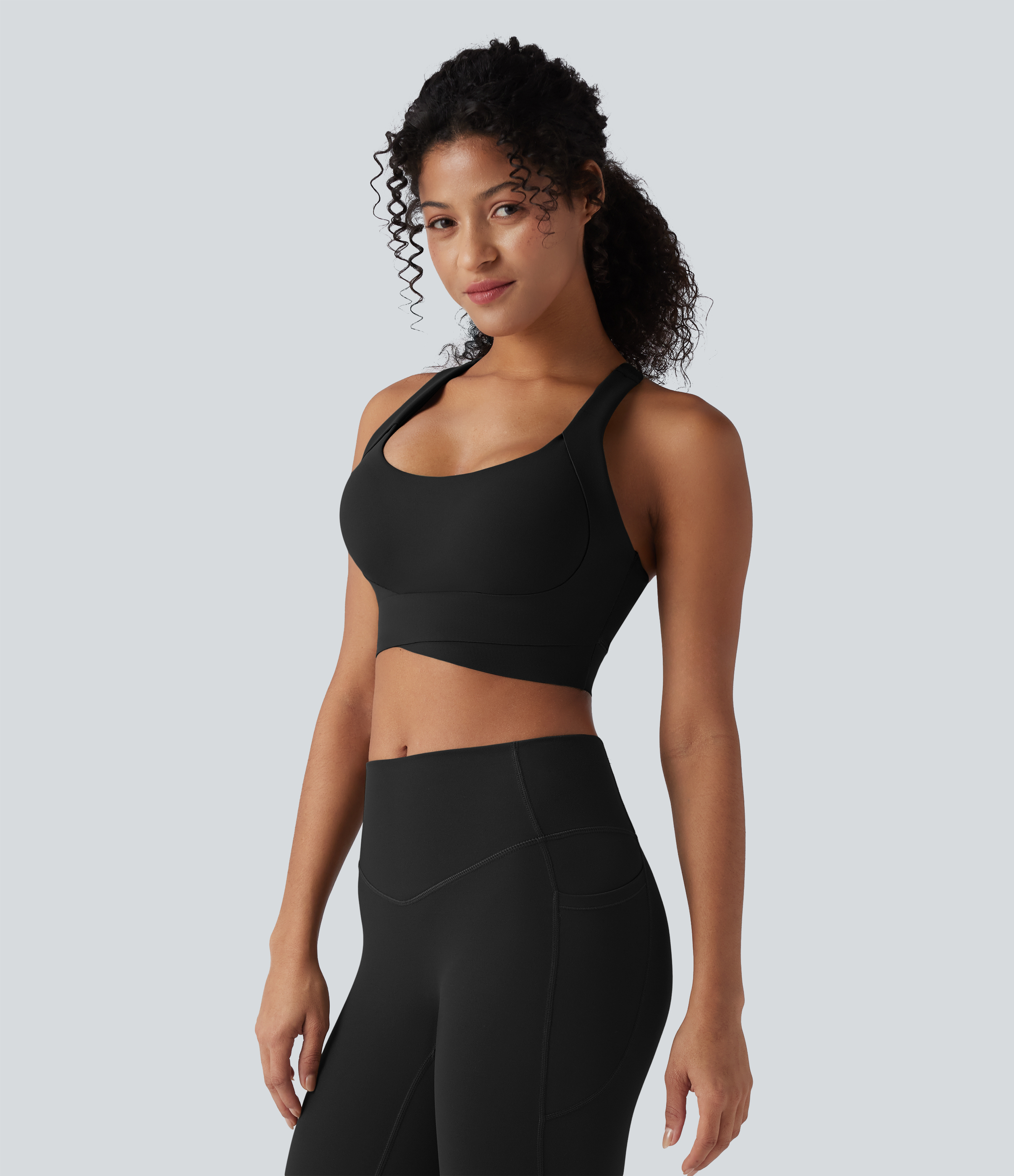 Medium Support Push-Up Crisscross Adjustable Straps Training Sports Bra