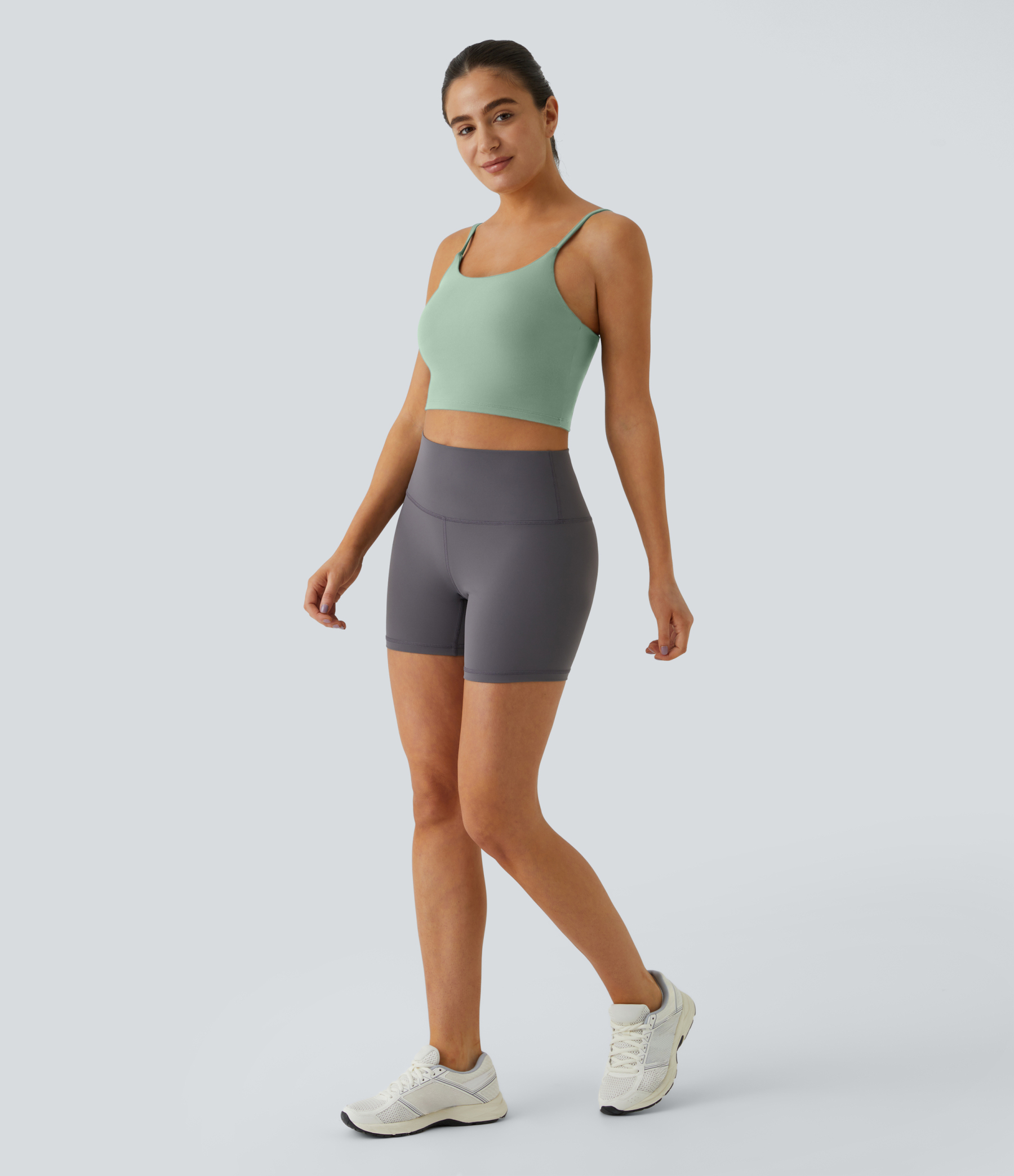 Basic Padded Workout Cropped Low Support Tank Top A-C Cups