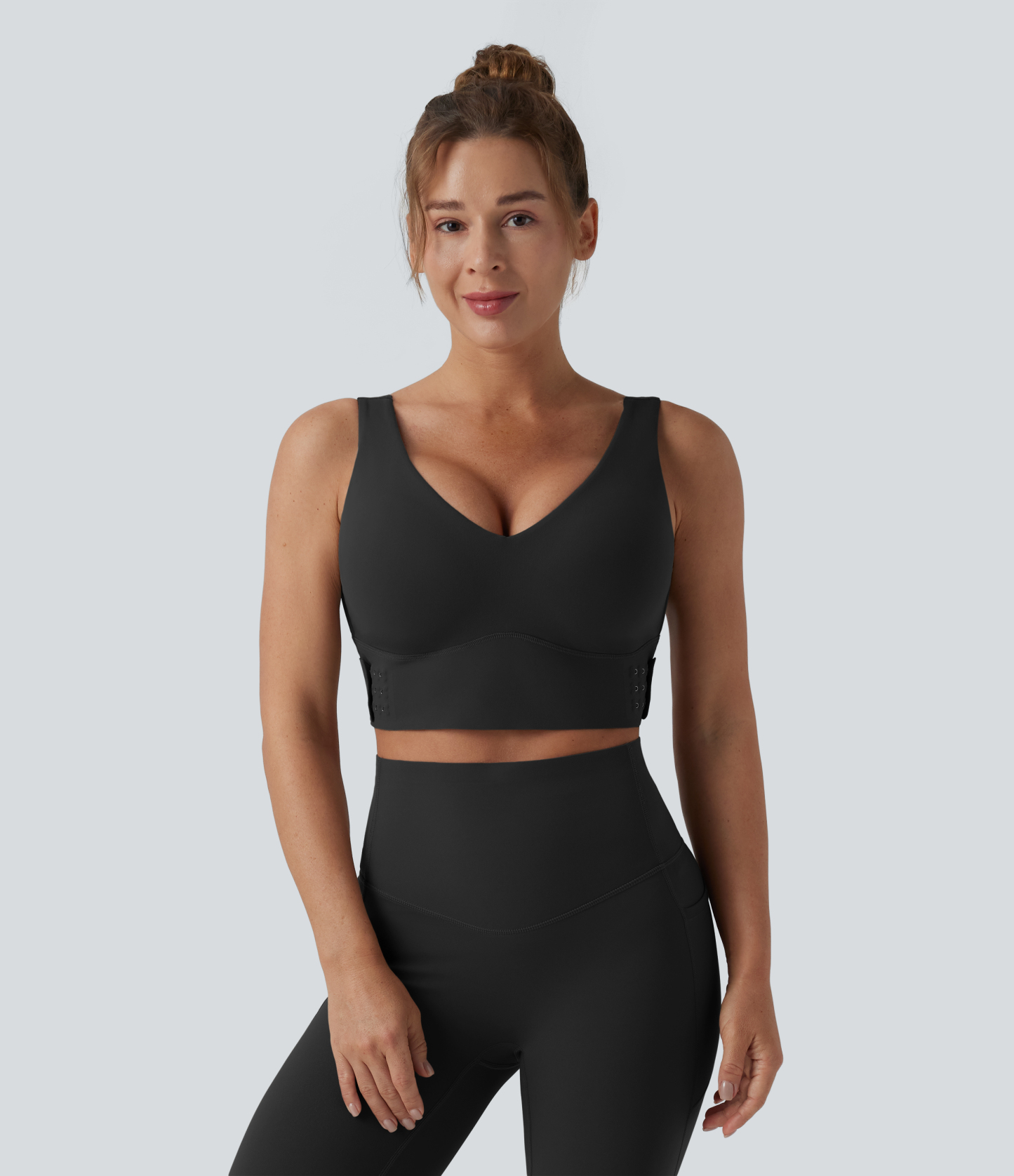 Medium Support V Neck Push-Up Training Sports Bra D-F Cups