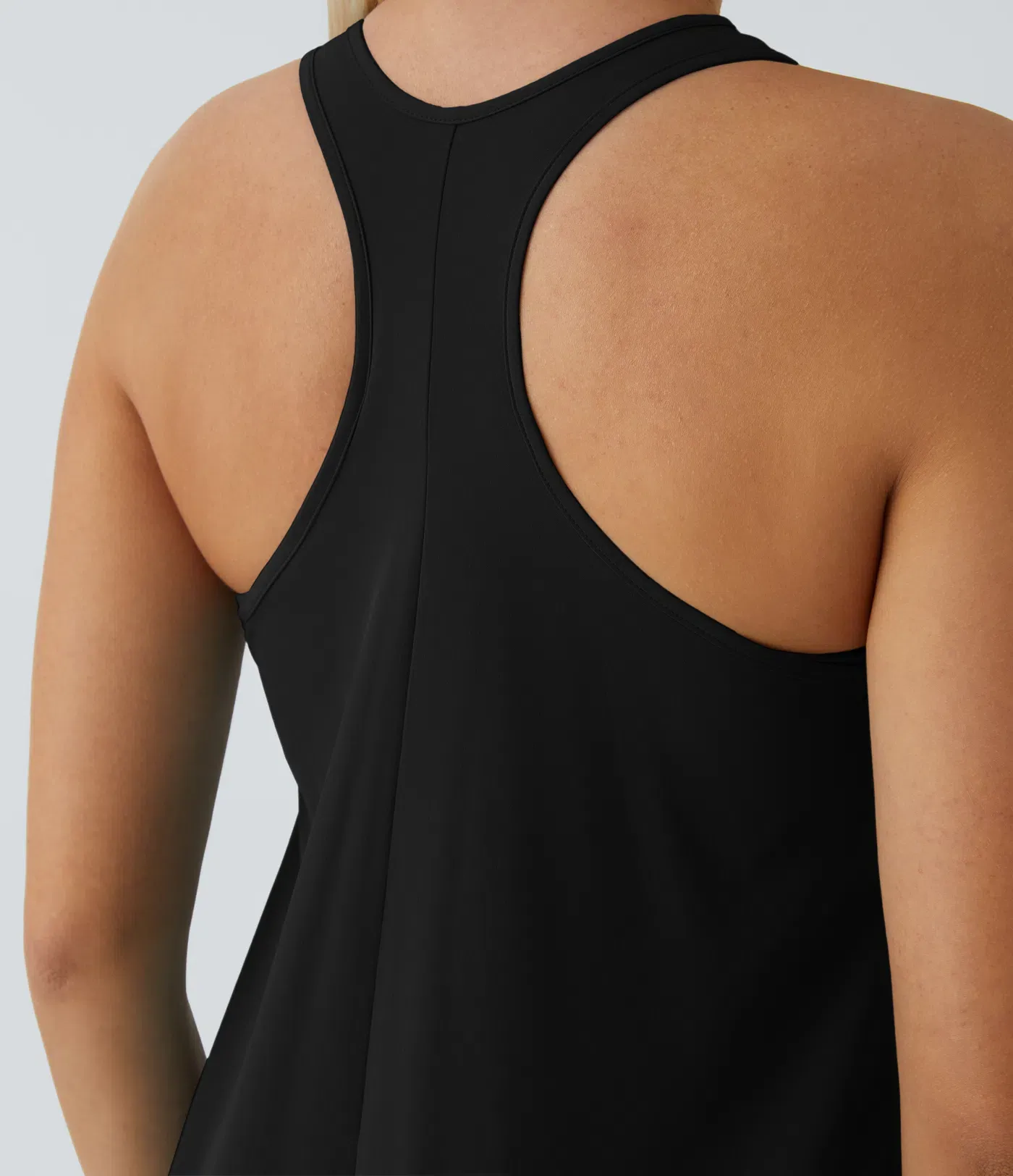 Backless Side-Pocket High-Low Hem Flowy Mid-Length Quick-Drying Casual Dress