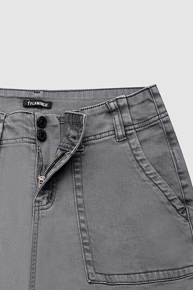 Double Button Mid Waist Straight Leg Pants