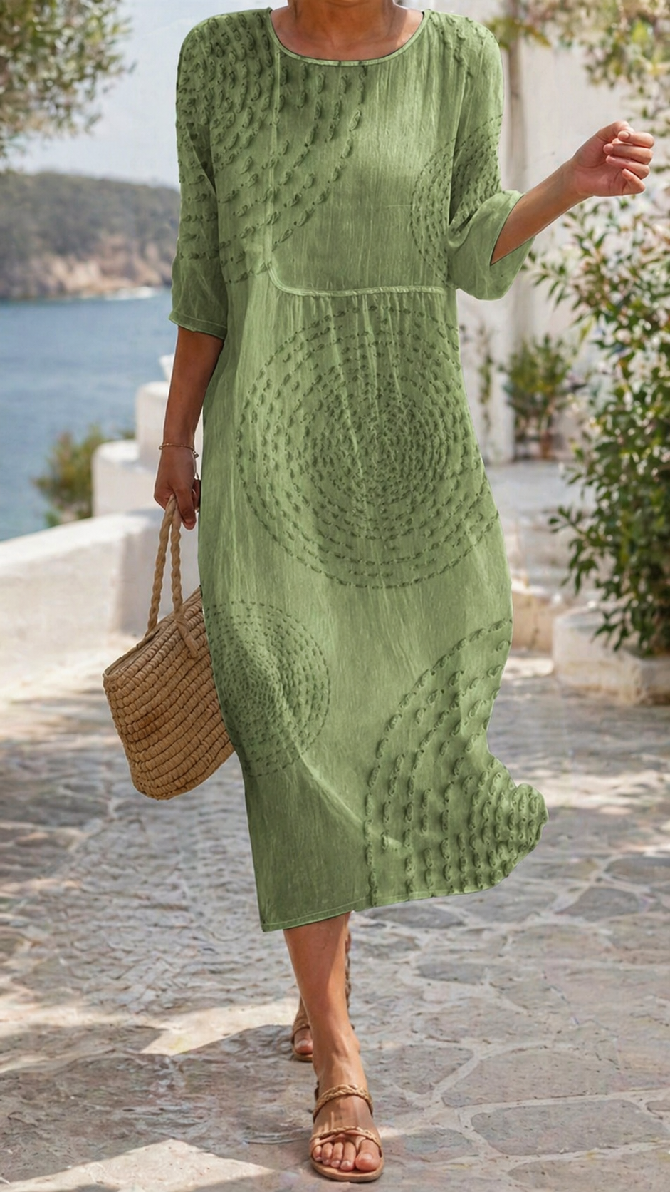 Coastal Breeze Textured Midi Dress