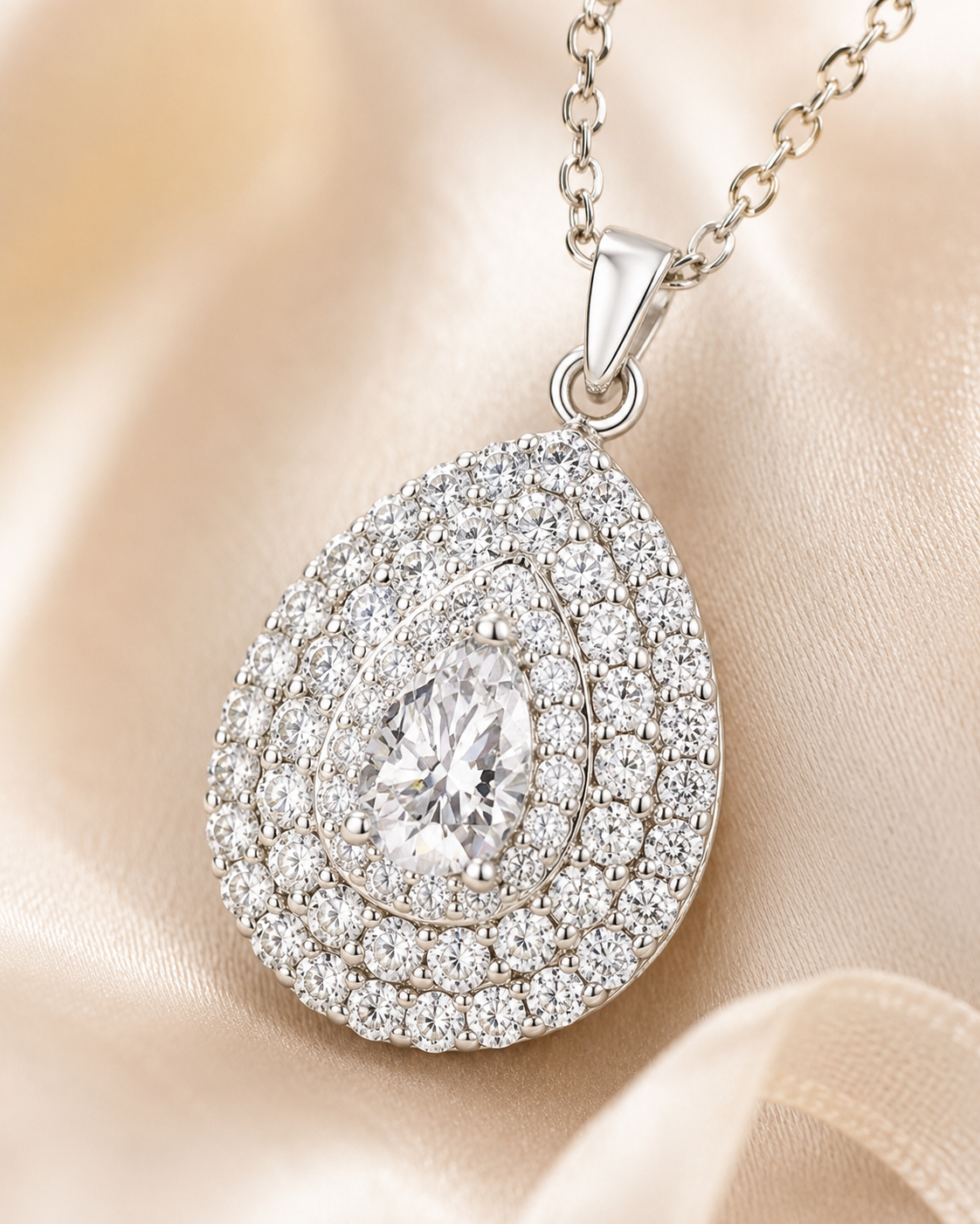 Elegant Teardrop Cubic Zirconia Pendant Necklace