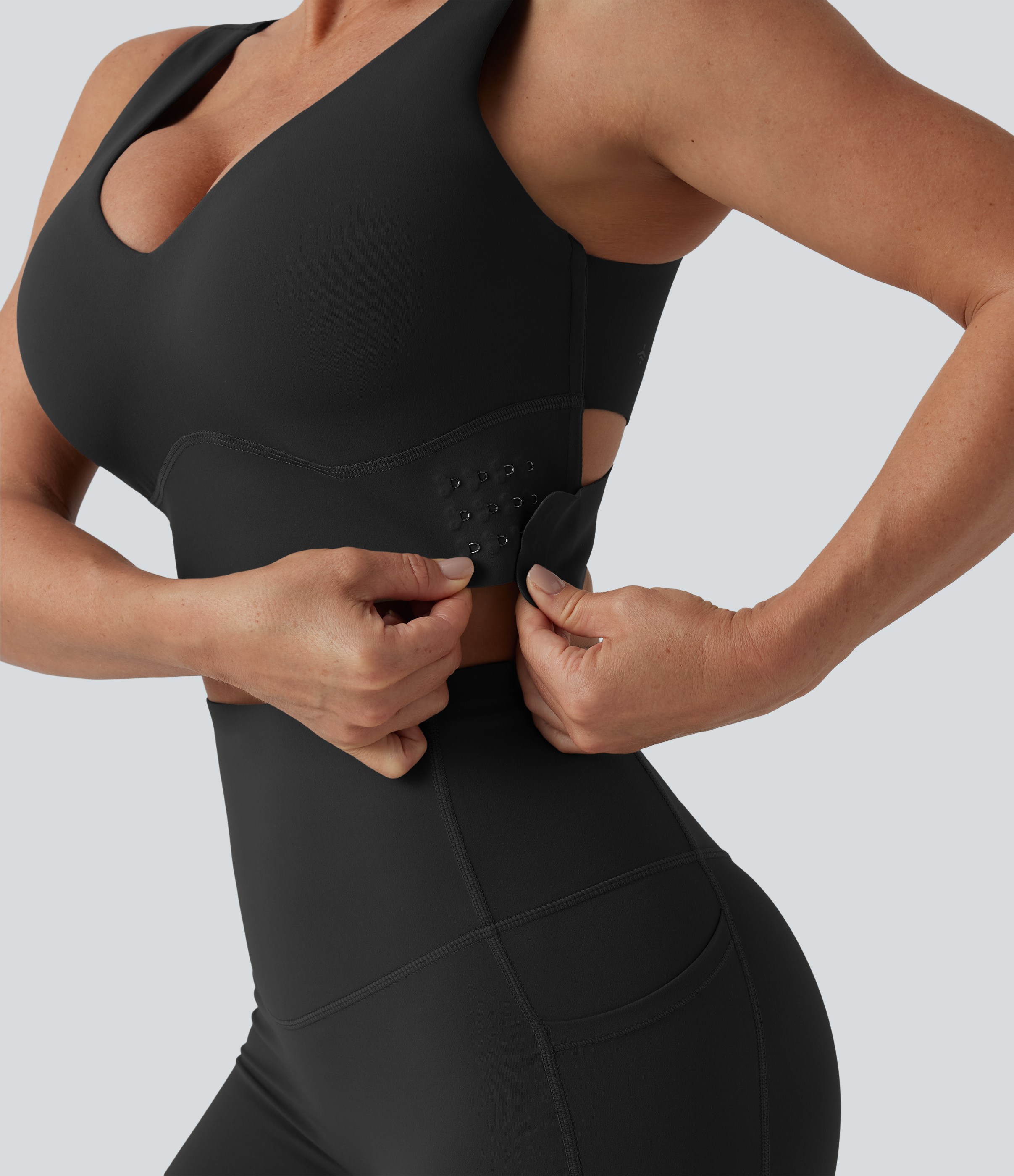 Medium Support V Neck Push-Up Training Sports Bra D-F Cups