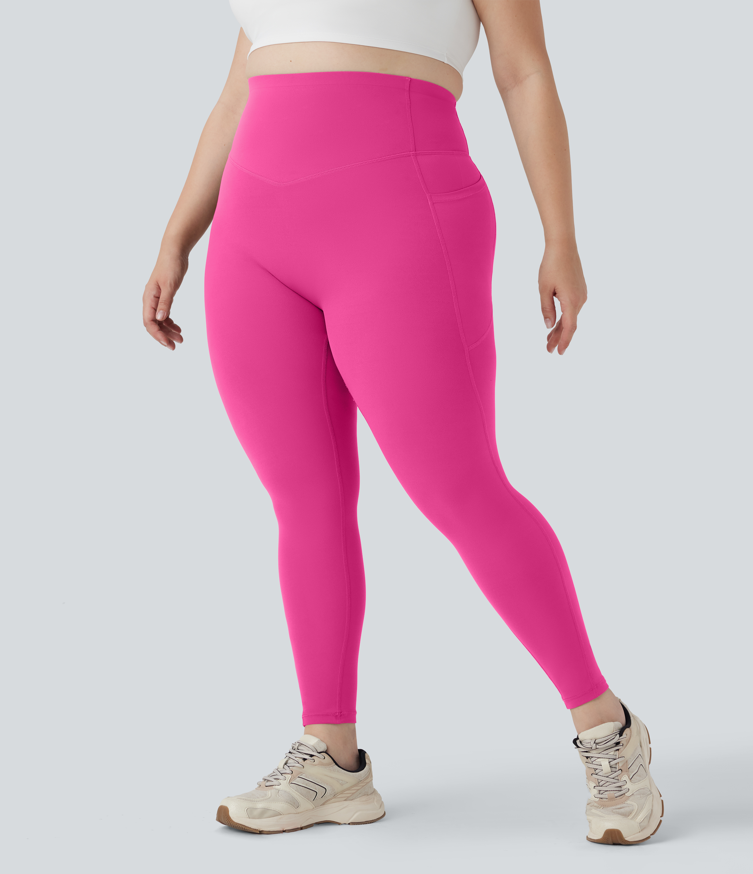 Plus Size High Waisted Butt Lifting Tummy Control Shaping Training Leggings with Pockets