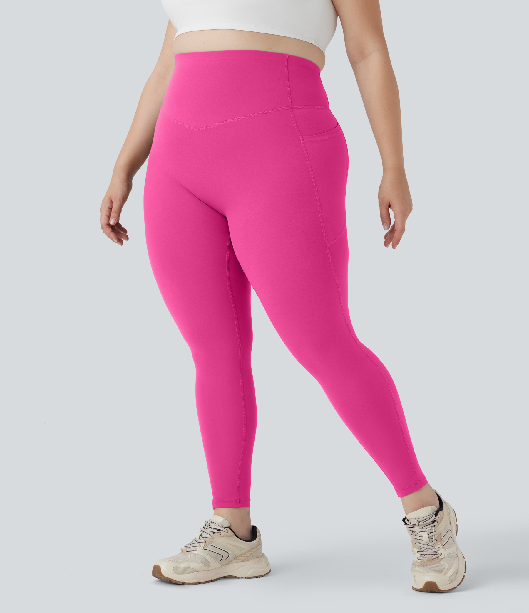 Plus Size High Waisted Butt Lifting Tummy Control Shaping Training Leggings with Pockets