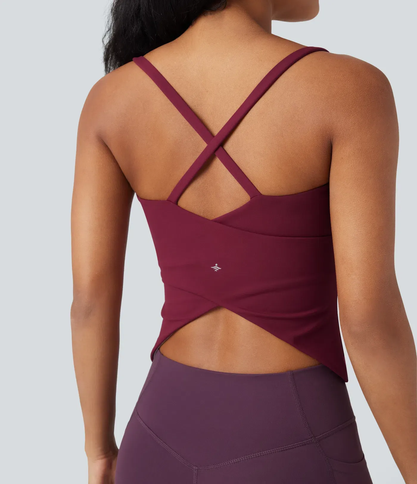Round Neck Cross Backless Cross Hem Yoga Camisole