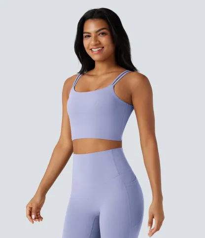 UltraSculpt™ Double Straps Twisted Backless Cropped Yoga Tank Top