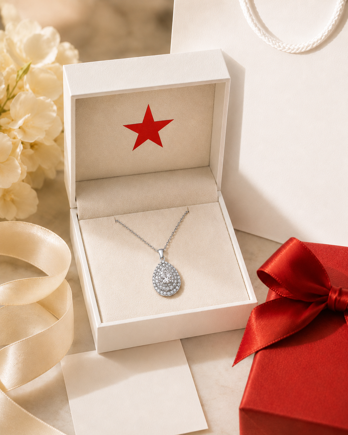 Elegant Teardrop Cubic Zirconia Pendant Necklace