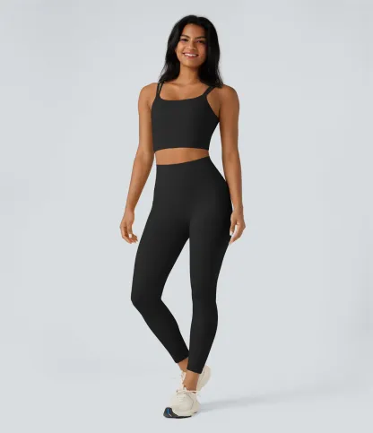 UltraSculpt™ Double Straps Twisted Backless Cropped Yoga Tank Top