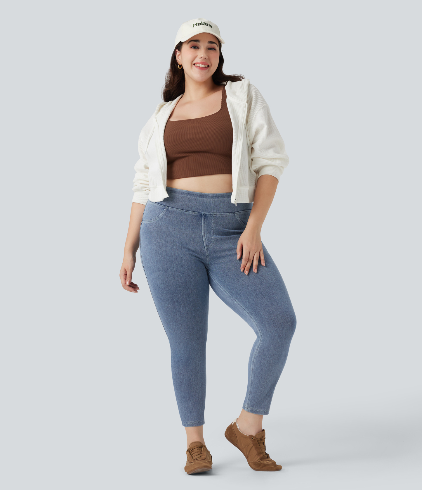 High Waisted Pocket Denim Plus Size Casual Leggings