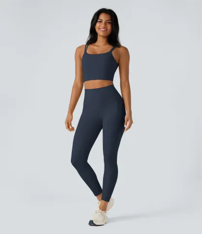 UltraSculpt™ Double Straps Twisted Backless Cropped Yoga Tank Top