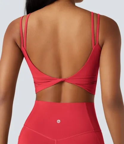 UltraSculpt™ Double Straps Twisted Backless Cropped Yoga Tank Top