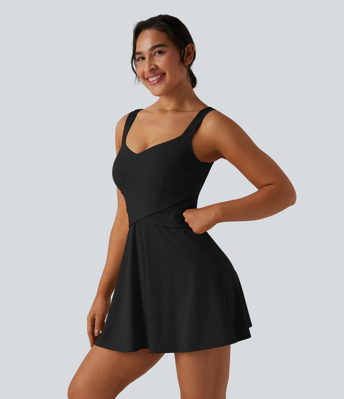Breathable 2-in -1 Cool-Touch Mini Tennis Sport Dress With Pockets-Easy To Wear And Take-off Version-UPF50