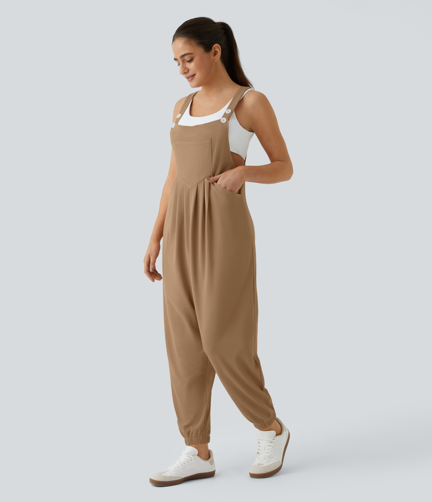 Pockets Waffle Casual Jogger Overalls