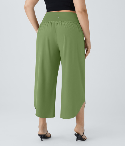 High Waisted Crossover Pocket Quick Dry Plus Size Pants