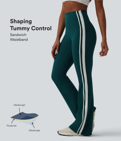 Halara UltraSculpt™ High-waisted Tummy Control Side Stripe Yoga 7/8 Flare Leggings