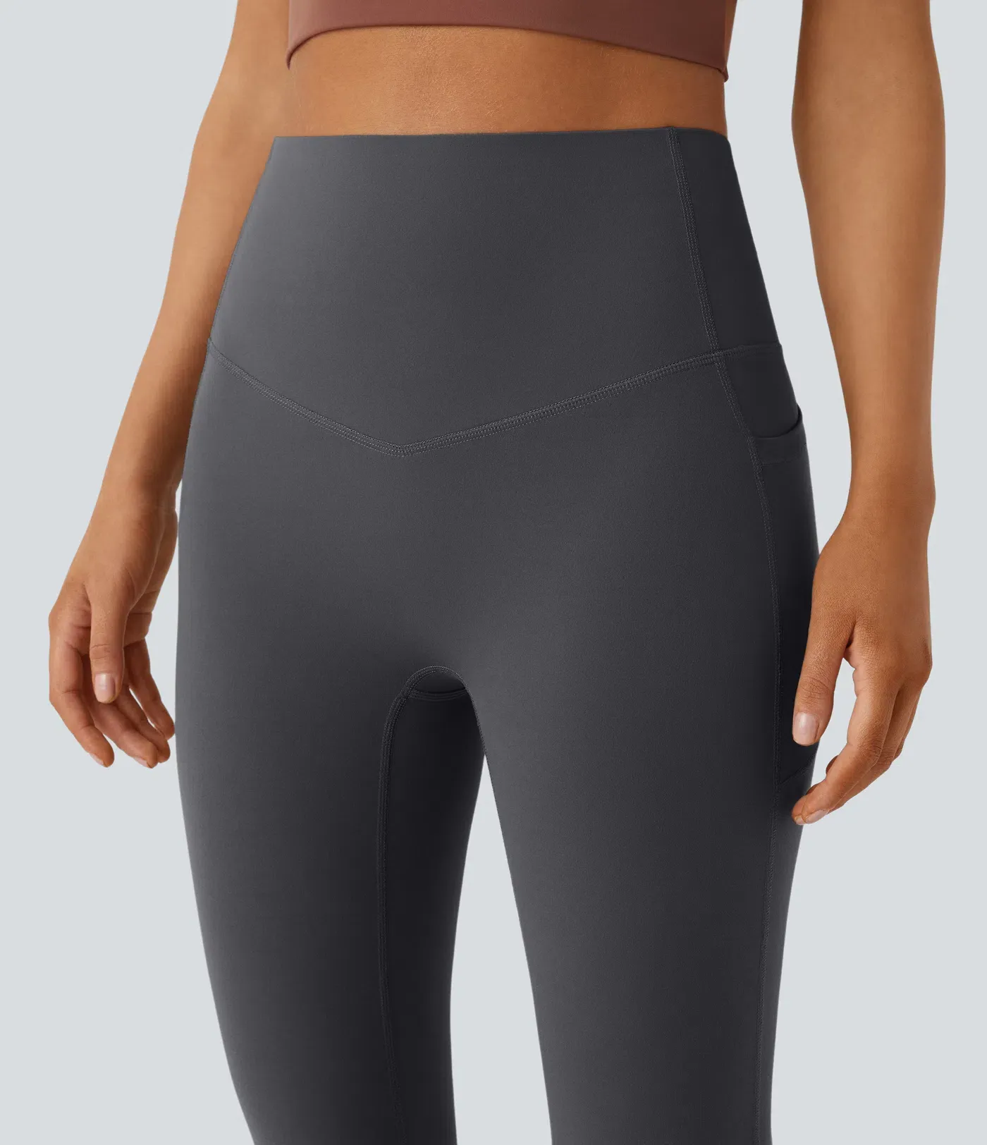 High Waisted Tummy Control Pocket Shaping Yoga Bootcut Leggings